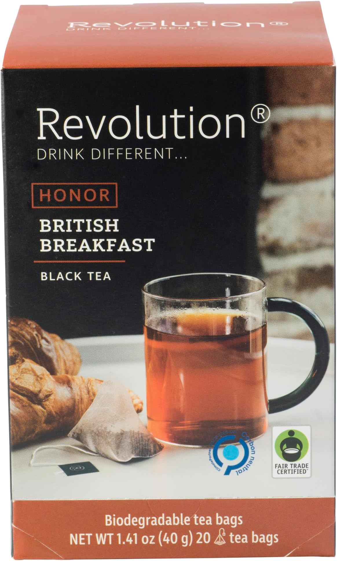 REVOLUTION TEA® English Breakfast Tea [THE ORIGINAL] – British Breakfast – Premium Full Leaf Tea – Biodegradable Infuser Tea Bags – Black Tea – 20 Bags