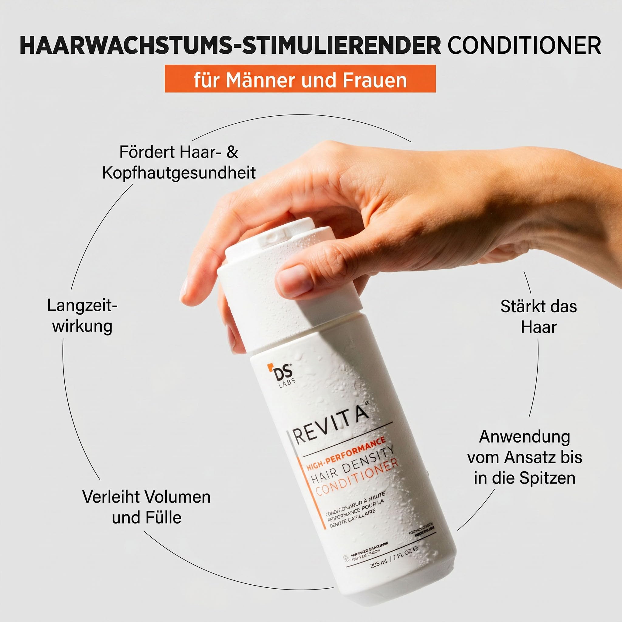 DS Laboratories Revita Conditioner - Épaississant capillaire avec caféine, bloqueur de DHT, niacinamide, biotine, soutien à la croissance des cheveux pour hommes et femmes