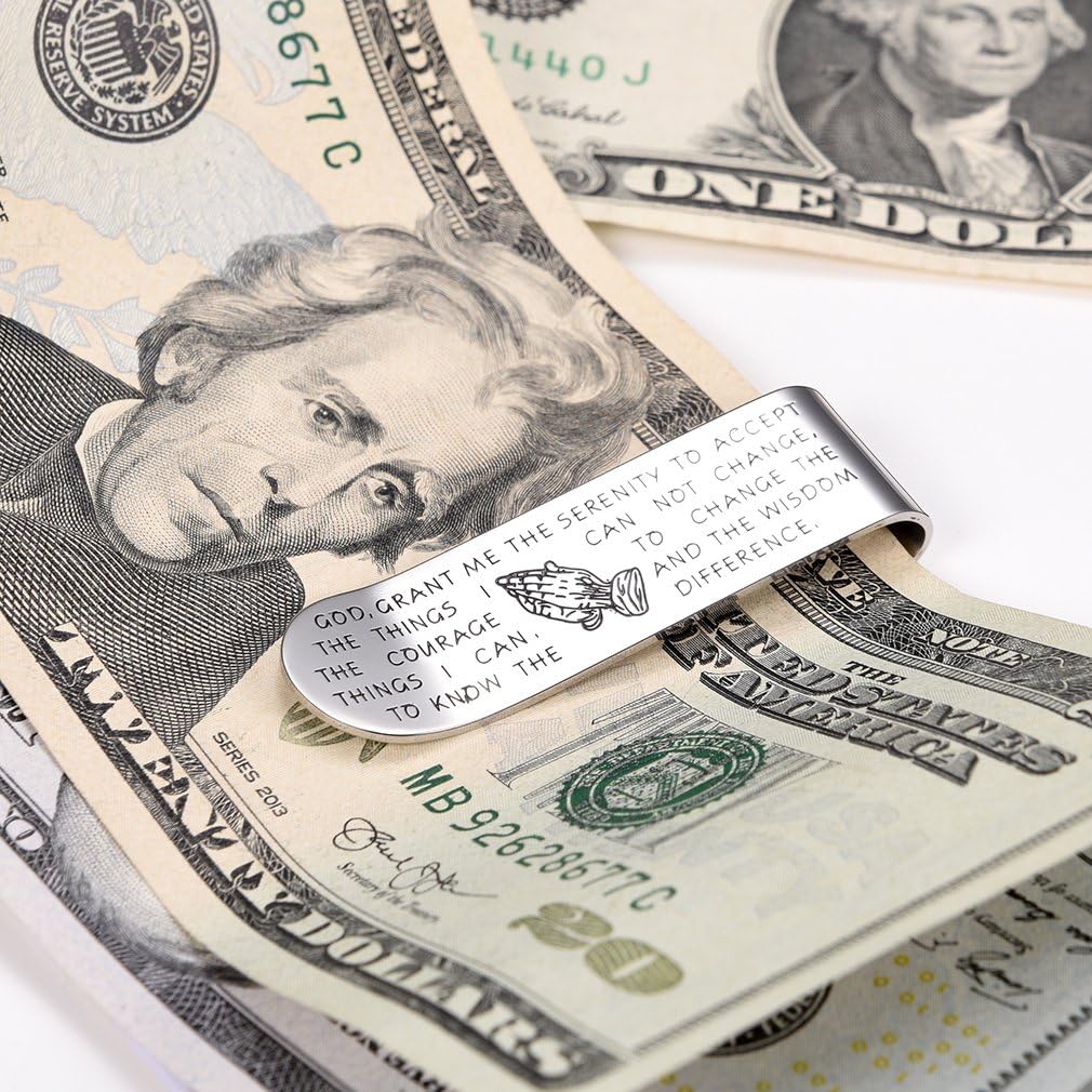 Miniatura 7 de FaithHeart Can Engrave - Clip de dinero para hombre, acero inoxidablechapado en oro, tarjetero minimalista para tarjetas, clips personalizados