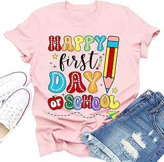 Womens First Day of School Shirts Back to School Teacher T-Shirt Teaching Life Gifts Tee Tops