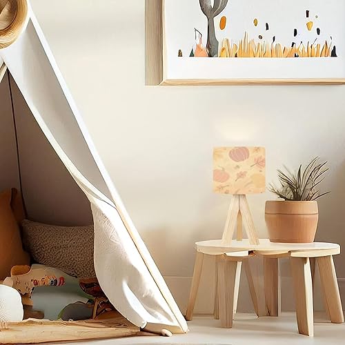 Miniatura 4 de Lámpara de mesa con trípode, calabazas multicolores, bellotas y hojas de patrón ocre sin costuras, moderna lámpara de escritorio regulable con base