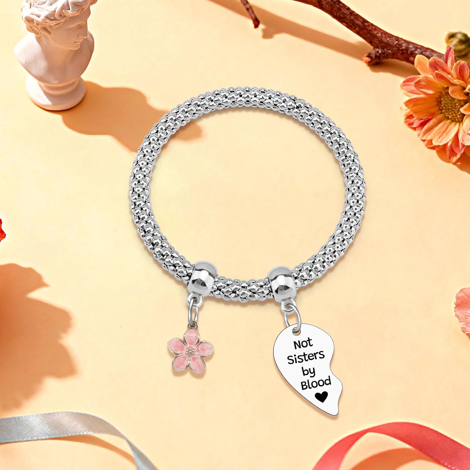 Mxrymvu 2 Pcs Best Friend Bracelets Sister Gift from Sister for Women BFF Bestie Sister in Law Stretch Bracelets Christmas Graduation Anniversary Souvenir Birthday Gift for Friends - Image 3