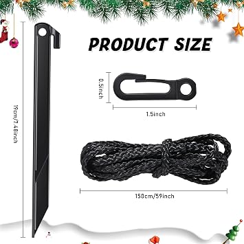 Maitys 4 Sets Inflatable Stakes and Tethers Plastic Blow Up Tent Stake Tether with Hook Inflatable Spikes Replacement Yard Halloween Blow Up Christmas Decoration for Garden Home Lawn