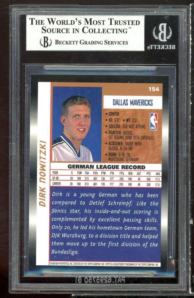 Dirk Nowitzki Rookie Card 1998-99 Topps #154 BGS 9 (8.5 9.5 9 9.5) - Basketball Slabbed Rookie Cards