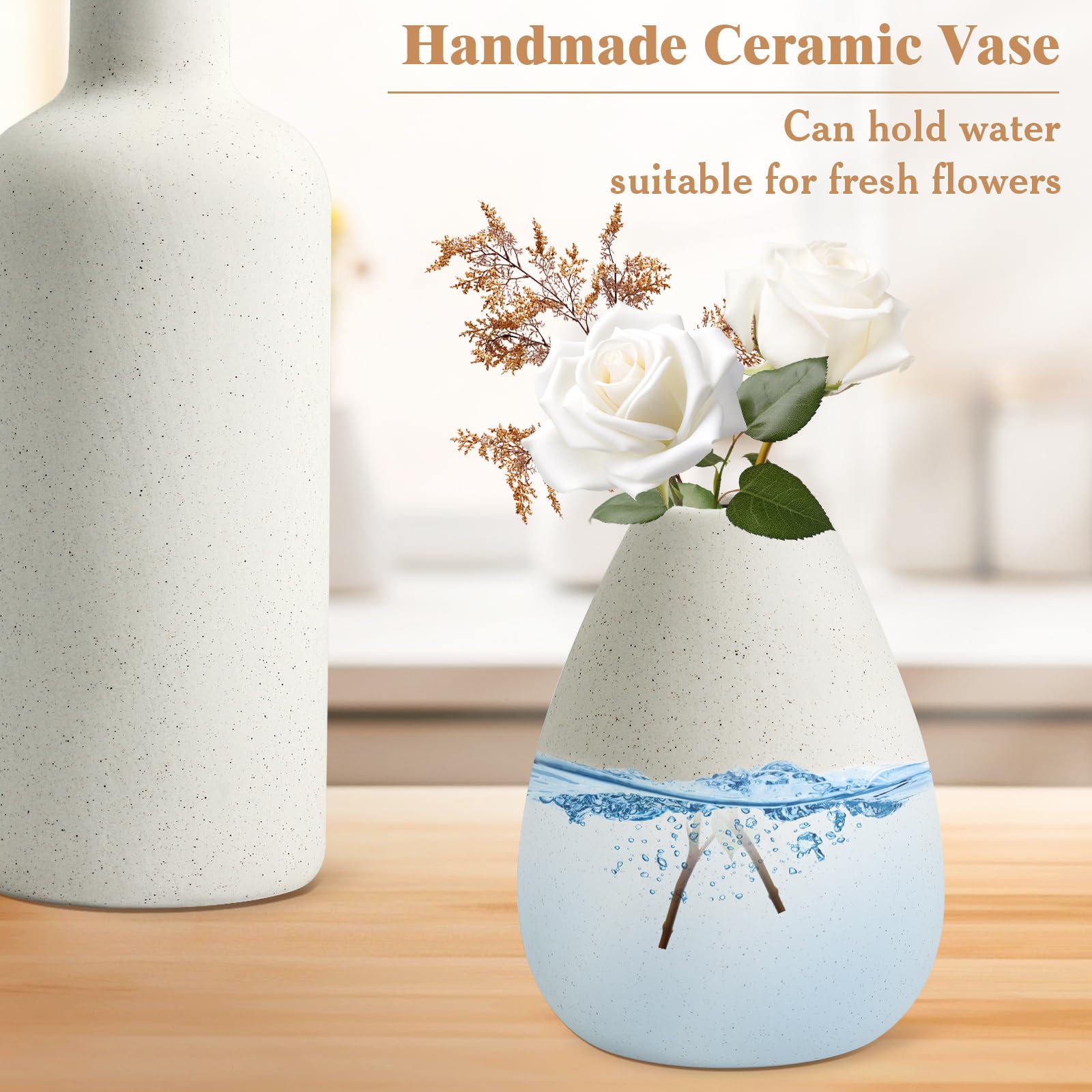 Zestaw 4 Białych Wazonów Dekoracyjnych Ceramiczny Designerski Wazon, Nowoczesna Dekoracja Wazonu Stołowego, Dekoracyjny Wazon Do NakłAdek Stołowych, Kuchni, Biura, Salonu, Na Wesele