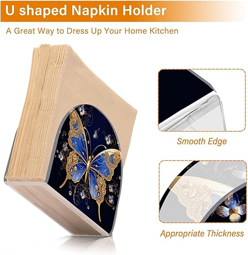 Miniatura 4 de Napkin Holder Elegant Butterfly Napkin Holders for Tables, Clear Acrylic Napkin Holders Cocktail Napkin Holder for Kitchen Restaurant Bar Home Decor