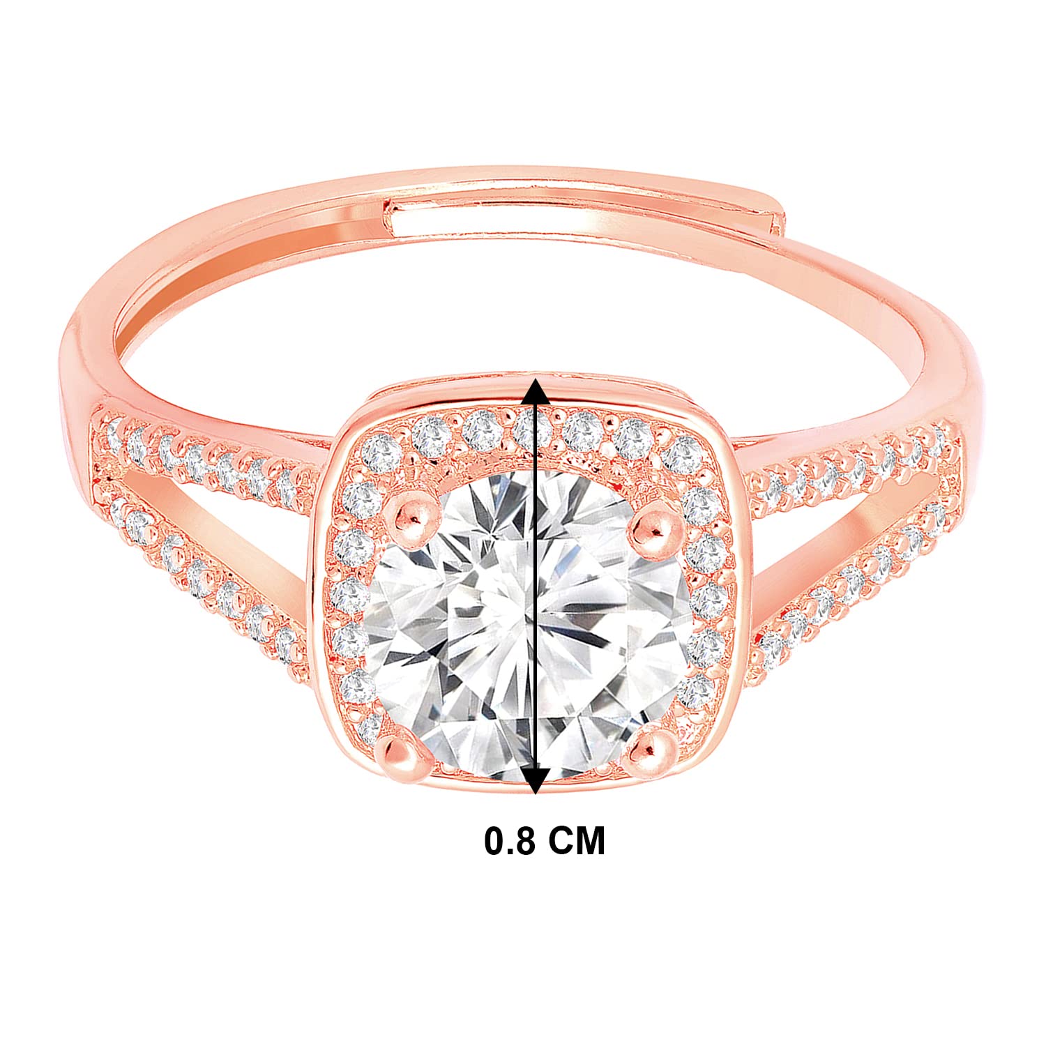 Plated Cubic Zirconia Studded Solitaire Adjustable Finger Ring, Stylish Jewellery