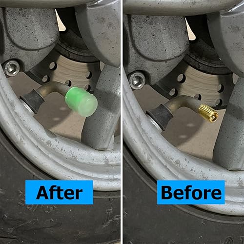 Miniatura 31 de Tapones fluorescentes para válvulas de neumáticos de automóvil, 12 unidades, cubierta de válvula de rueda iluminada con luz automática, resistente a