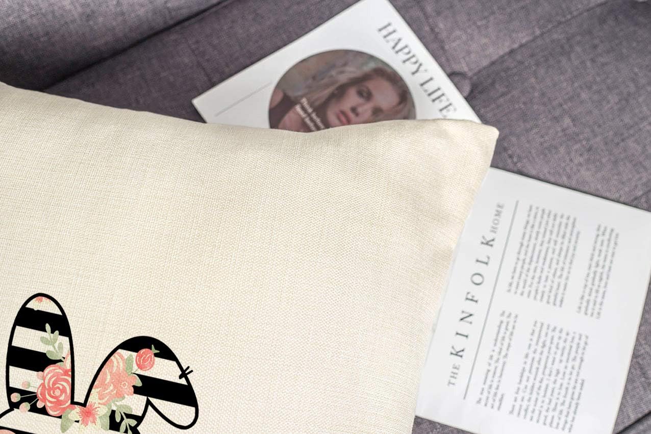 4TH Emotion Spring Easter Pillow Covers 16x16 Set of 4 Farmhouse Decor Decoration Cushion Case for Sofa Couch Polyester Linen(Happy Bunny, Love Rabbit, He is Risen, Egg Hunt)