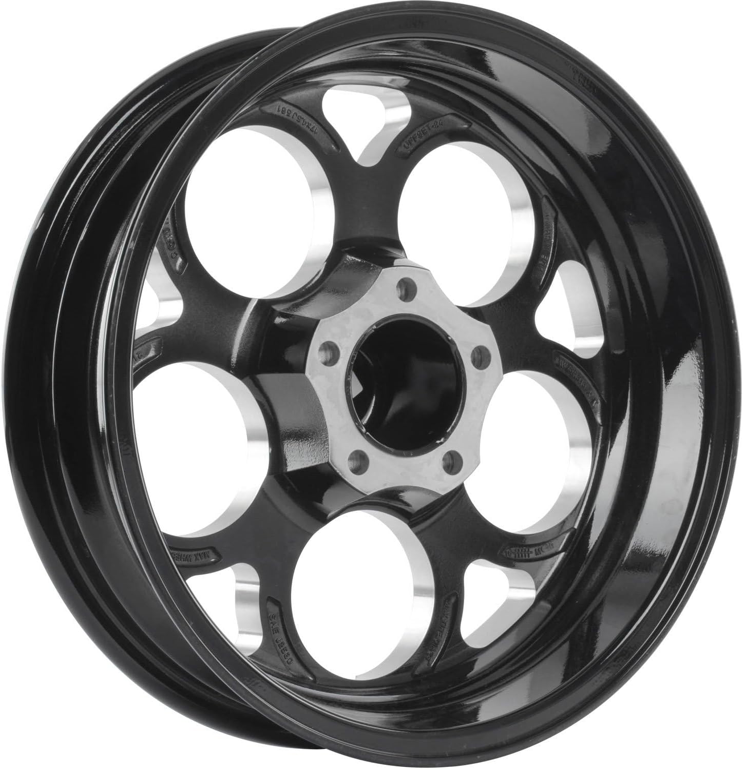 JEGS SSR Mag Wheel 17in.x 4.5in.| 5 x 4.5in.Wheel Bolt Pattern Spacing | 1.75in.Backspacing | Gloss Black Powder Coat | 3.27in.Center Bore | Includes Center Cap