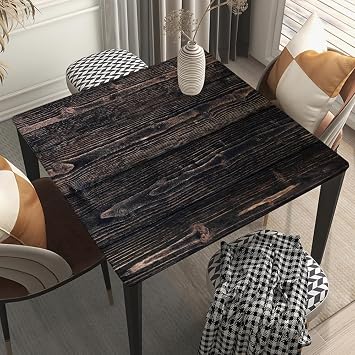 Wood Grain Elastic Edged Square Tablecloth, Square Elastic Table Cover Fitted Square Table Cloths for Kitchen Coffee Restaurant, Fitted for 24"x24" Table, Styl11