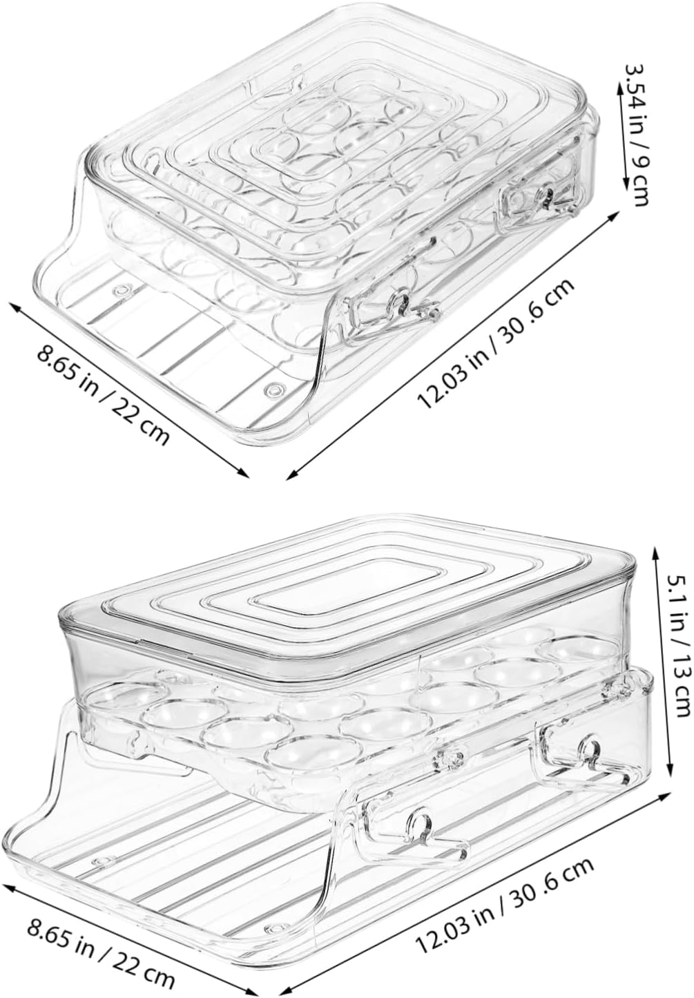 Alipis Stackable Egg Storage Box Auto Rolling Fridge Organizer Pet Egg Holder Easy Clean