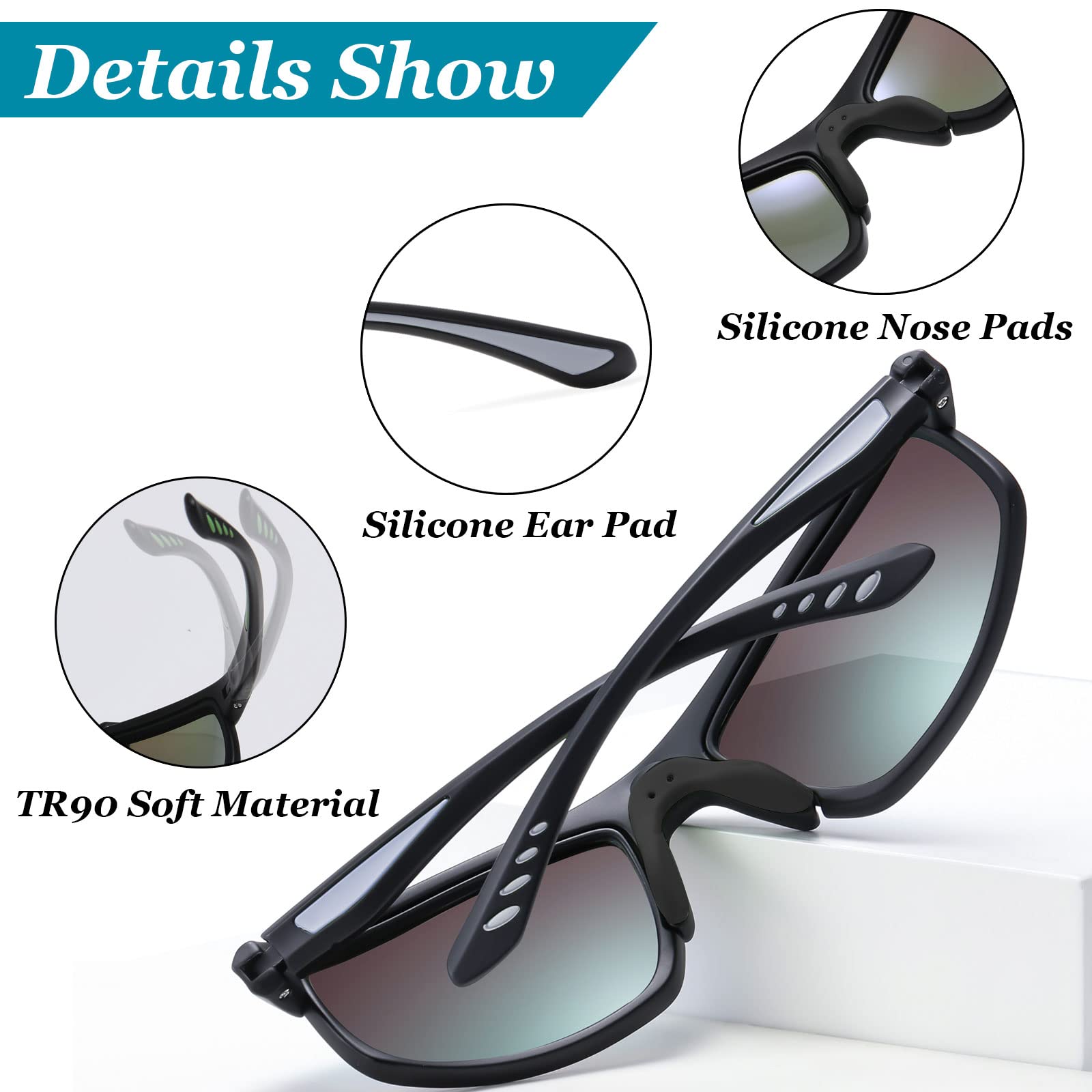 Perfectmiaoxuan Occhiali da sole polarizzati per uomo donna ciclismo montagna trekking guida pesca arrampicata sportivi Le vacanze Viaggi cordino occhiali Protezione UV