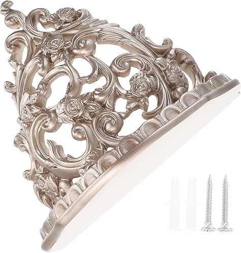 DOITOOL Estante flotante para flores, estilo europeo tallado en la pared, estante hueco tallado, estante colgante de pared para sala de estar,