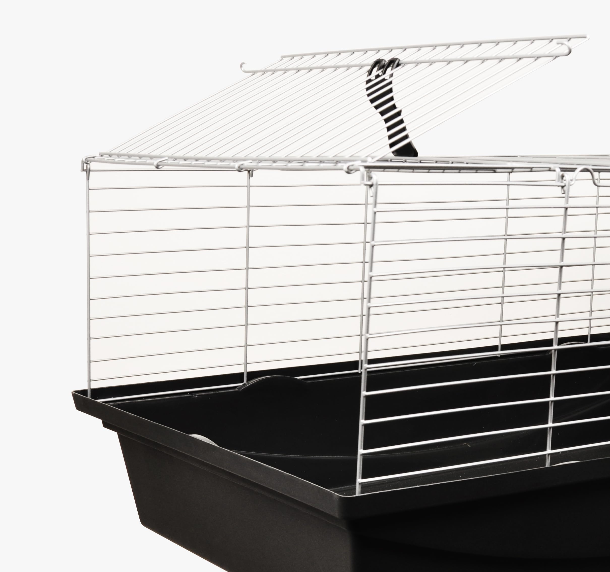Flamingo Kleintierkäfig Eppo – Silber/Schwarz, XL (100 cm) | Geräumiger & robuster Käfig für Kaninchen & Meerschweinchen