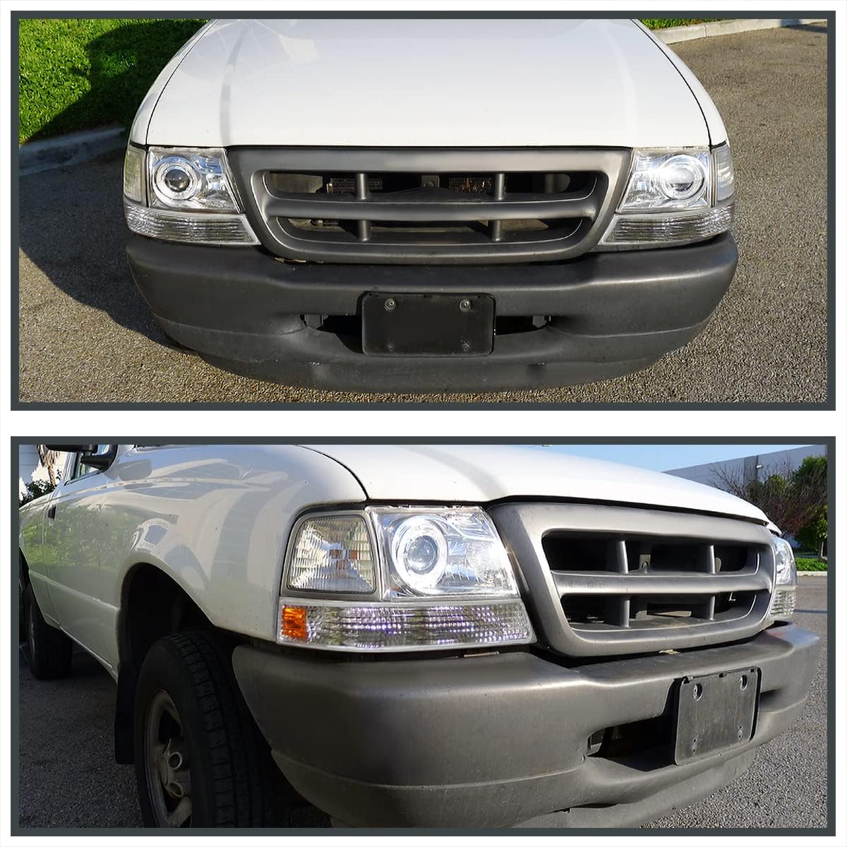 SPEC-D TUNING Chrome Halo Ring Projector Headlights + Chrome Corner Lights Compatible with 1998-2000 Ford Ranger, Left + Right Pair Headlamps Assembly