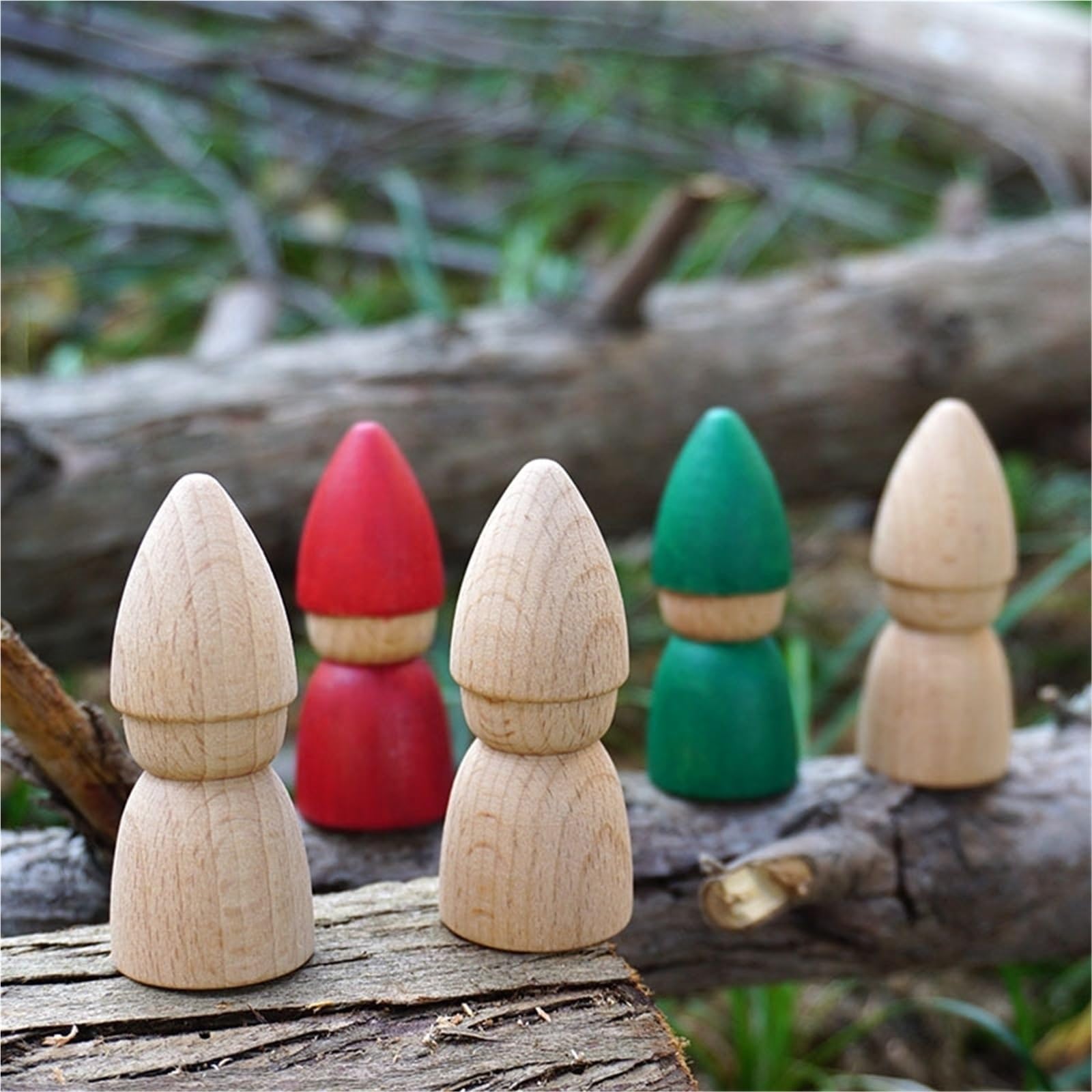 Muñecas de Madera Peg 50 piezas de manualidades madera sin pintar, muñeca con clavija Natural, espacios en blanco for decoraciones(Bamboo Shoots)