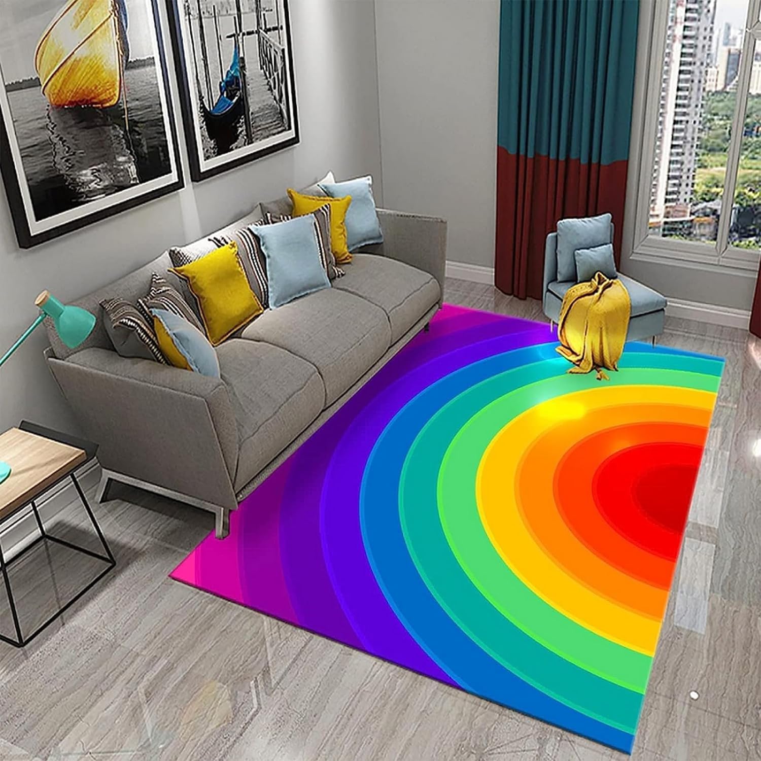 Tapis de salon moderne arc-en-ciel 140x200 cm tapis chambre a-593