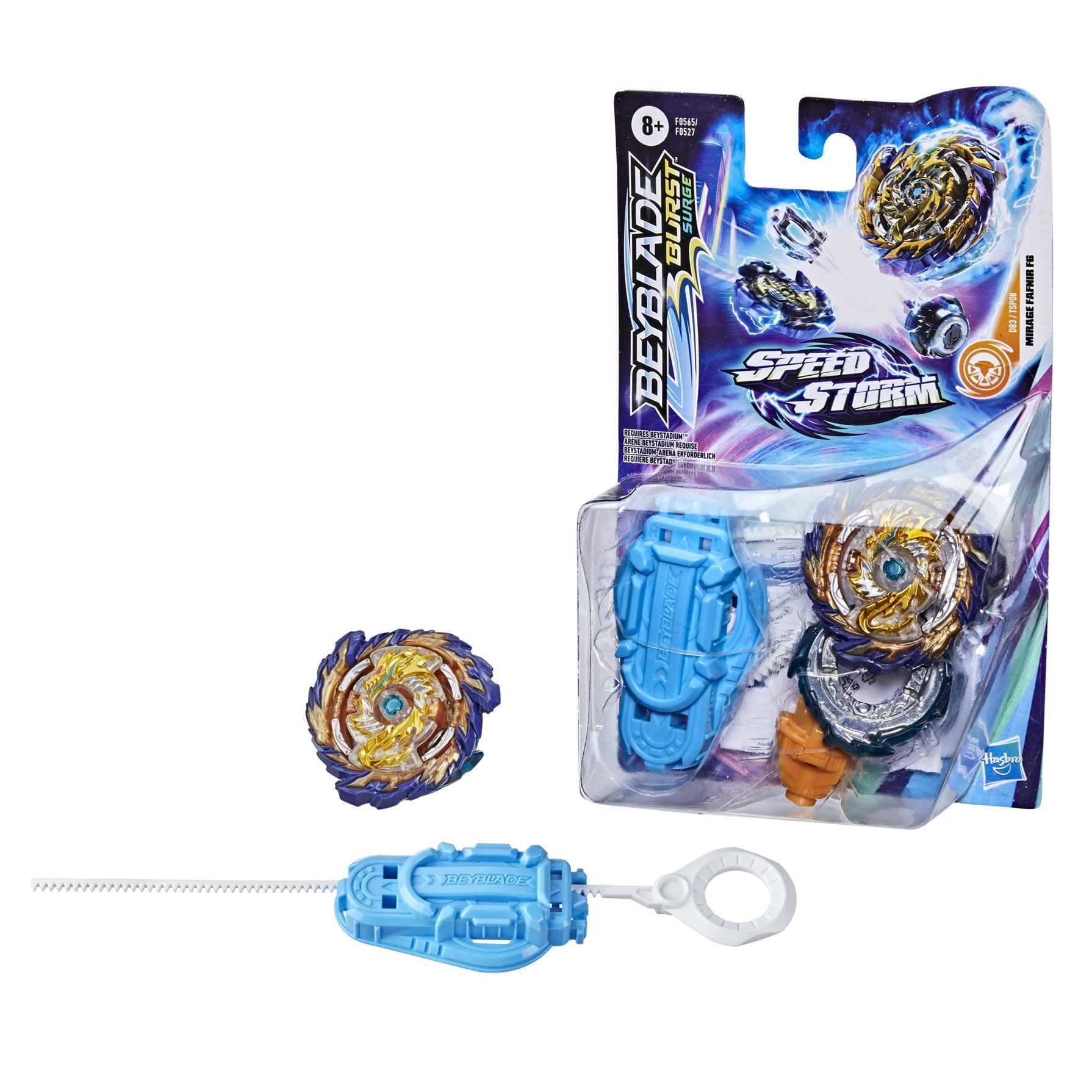 Beyblade Burst Surge Speedstorm Mirage Fafnir F6 Spinning Top Starter Pack – Stamina Type Battling Game Top Age 8+ with Launcher, Toy for Kids