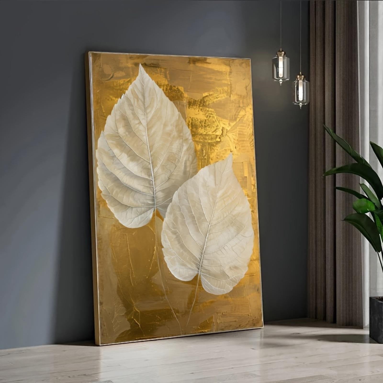 Impression sur toile abstraite moderne de feuille pour votre salon - 8