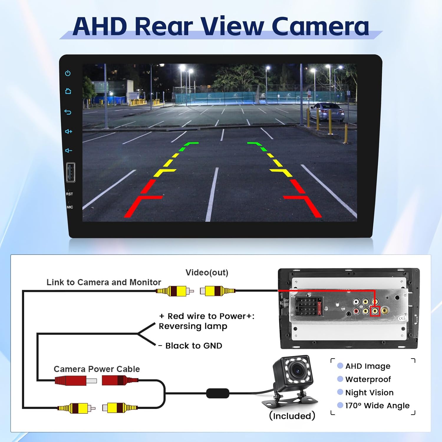 9 Inch Single Din Car Stereo Wireless Carplay Android Auto, 1 Din Touch Screen Car Radio FM AM Audio Receiver with Bluetooth EQ SWC Mirror Link, Backup Camera Mic