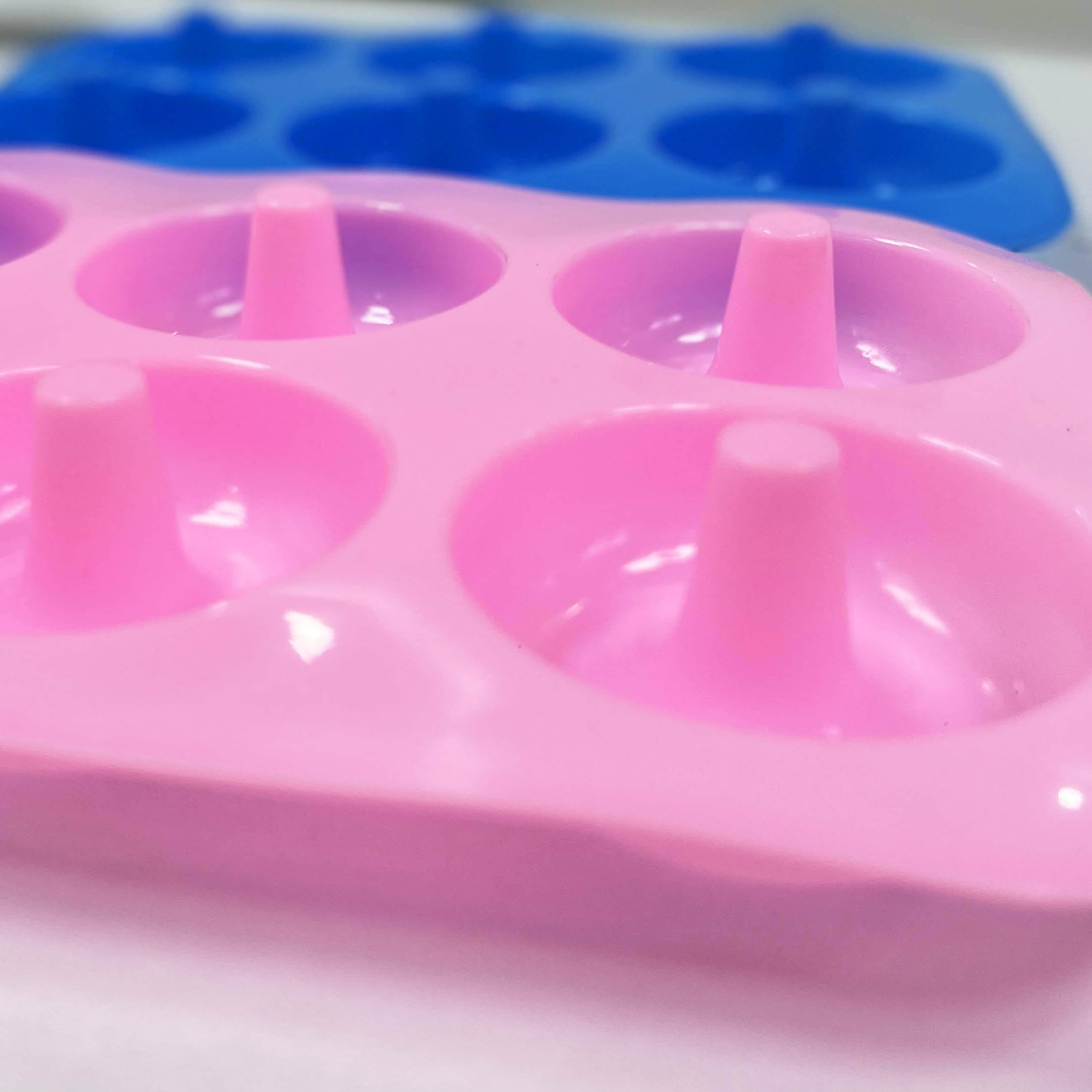 Moldes de silicona antiadherente para donas, 2 moldes para donas, hornear semiciresferas, pasteles, pan, 6 agujeros, utensilios de cocina, rosa y azul 7
