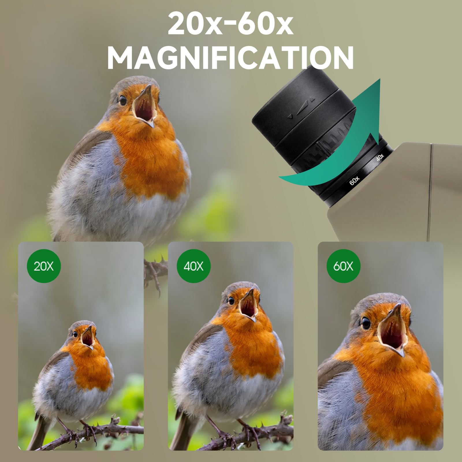 Svbony SV401 Cannocchiali con Doppio Treppiede, HD 20-60X80 Impermeabile Prisma di Porro Oculare Angolato Cannocchiale Monoculare per Tiro Al Bersaglio, Birdwatching