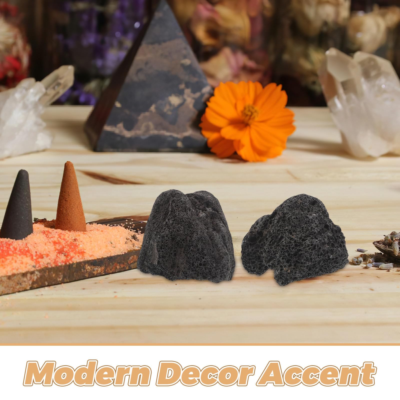 FOMIYES Pietre Diffusore di Aromi 4 Pezzi in Pietra Vulcanica Nera | Aromaterapia Passiva Non Elettrica, Rilascio Continuo, per Workspace e Living Room