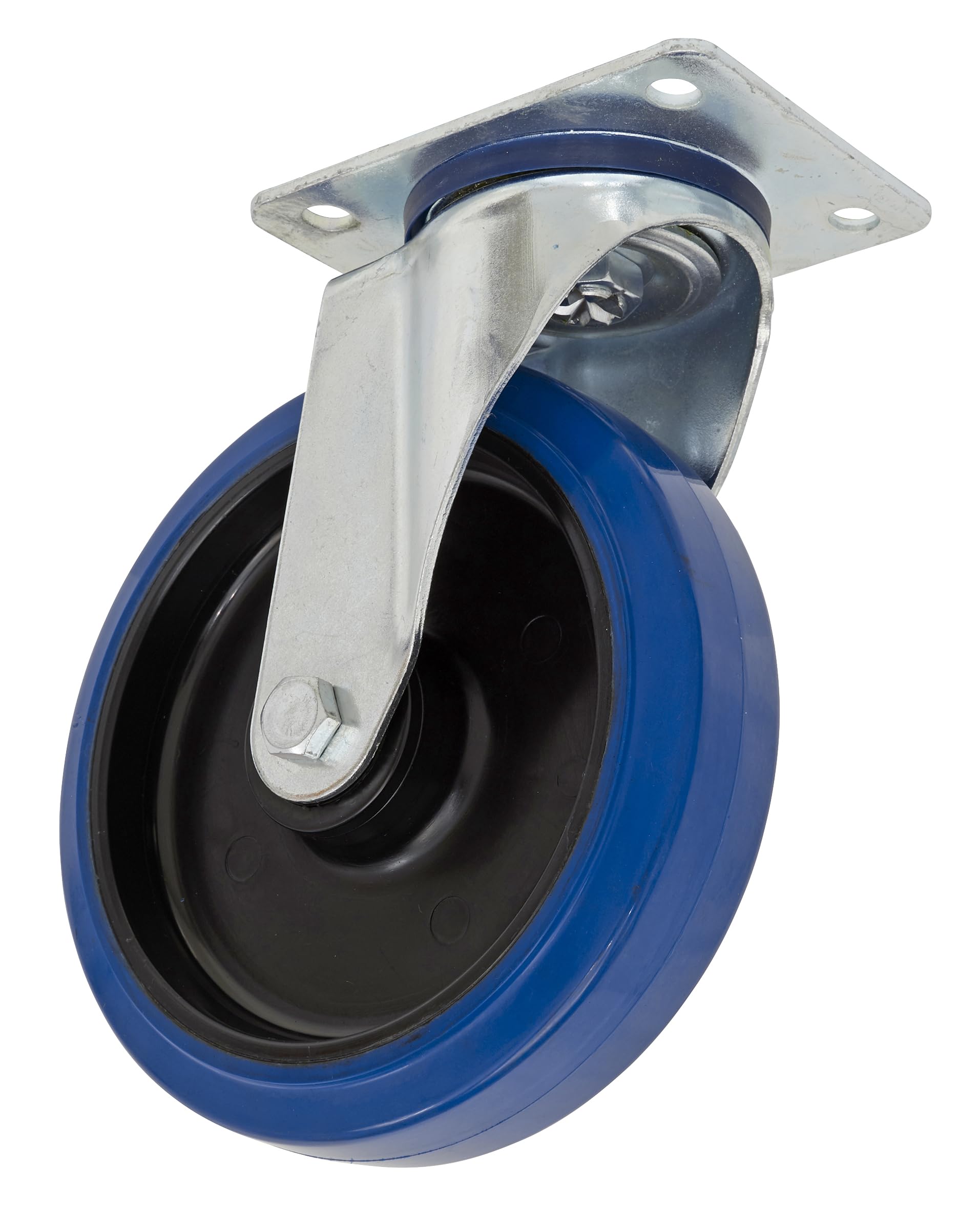 Roulette pivotante bleu Ø 125 mm en caoutchouc élastique pour charge lourde
