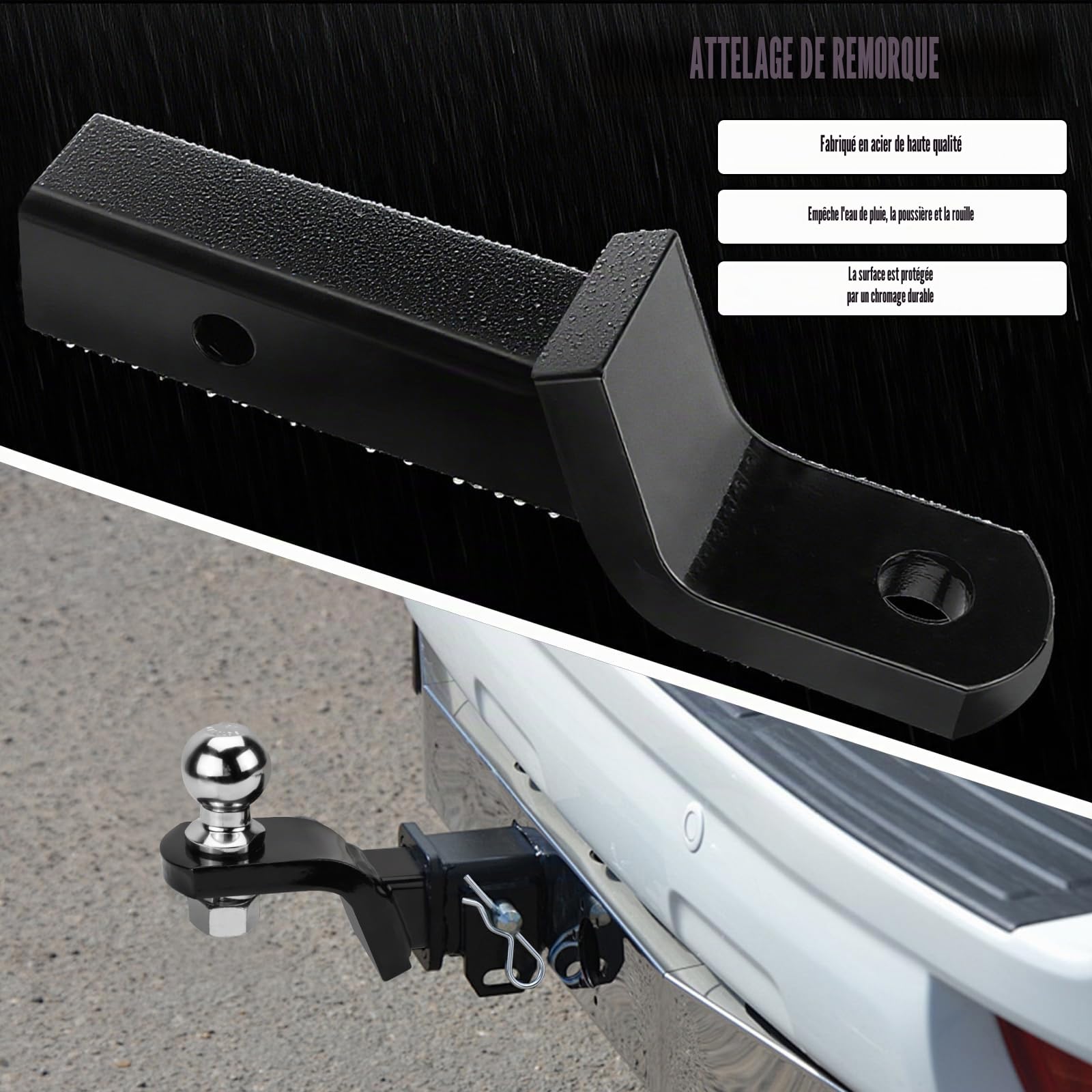 Attelage de remorque de 5 cm en Acier pour véhicules US, remorque, SUV, Camion, Dirt Bike