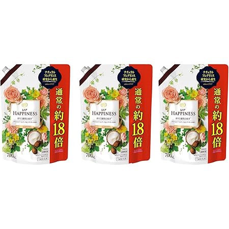 Amazon 3袋セット レノアハピネス 柔軟剤 ナチュラルフレグランス プリンセスパールブーケ シアバターの香り 詰め替え 特大 700ml 3袋 レノア 液体柔軟剤