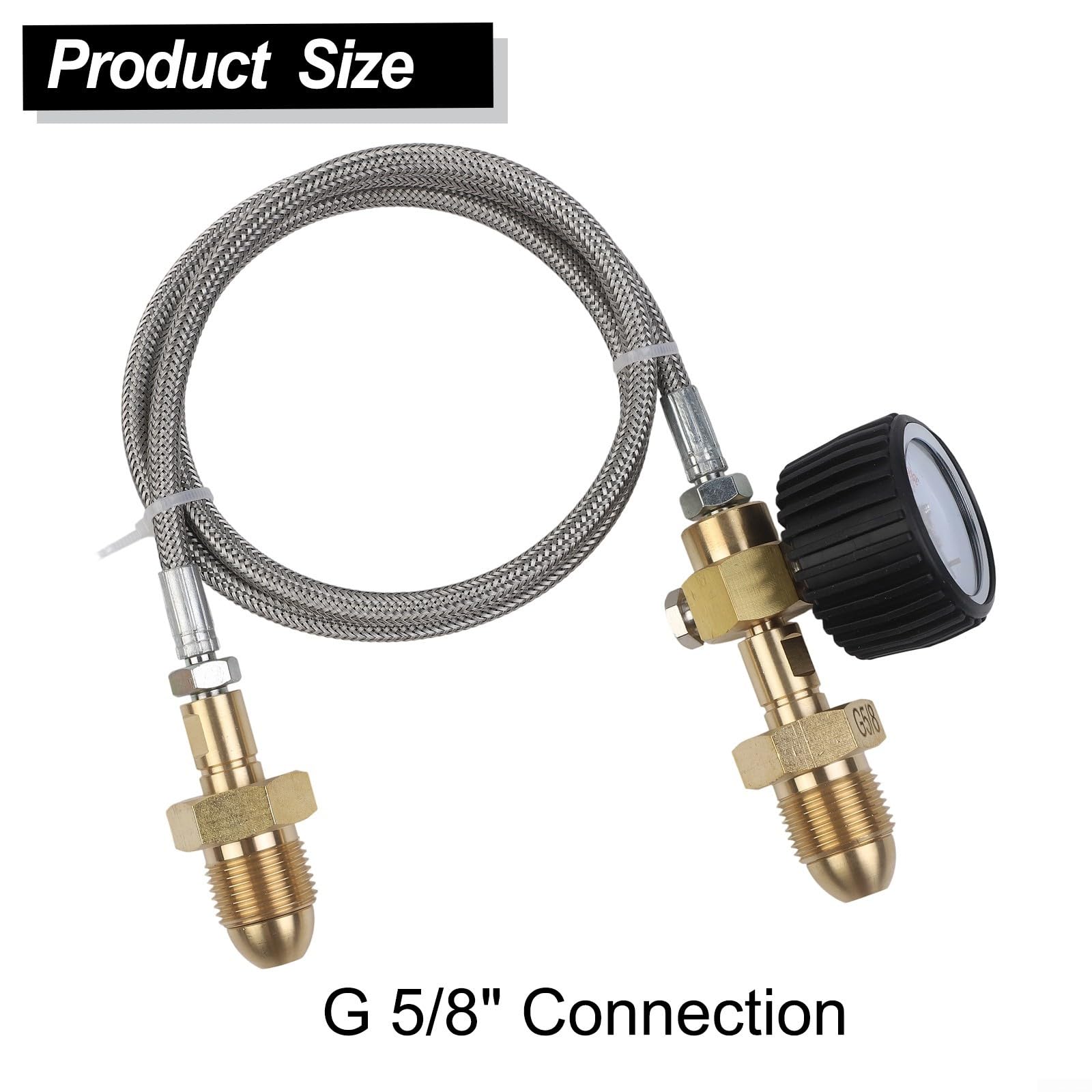 Manguera adaptador de transferencia de estación de llenado para BS 341 No 3 UK Argon Cylinder G 5/8 RH a G 5/8 RH de acero inoxidable de alta presión, múltiples tipos de recarga segura