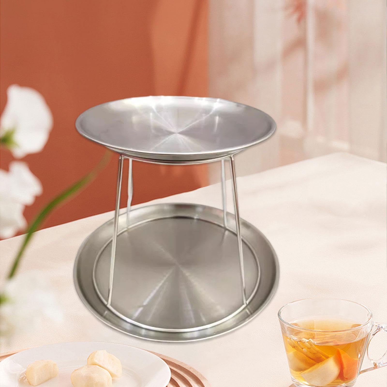 Soporte para servir mariscos, estante de 2 niveles para ostras, almejas, camarones y aperitivos, exhibición ligera para fiestas y eventos