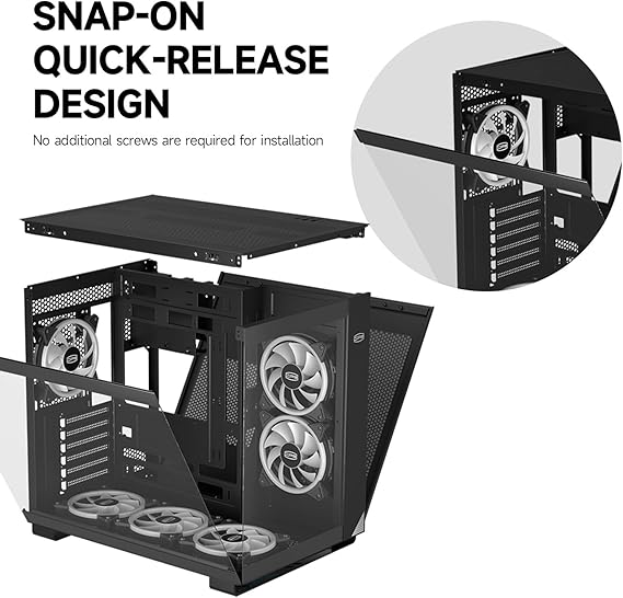 PCCOOLER PC Case Mid Tower Desktop Computer Gaming Superior Case for ATX/M-ATX/ITX with 6 ARGB Case Fans,Column-Free Design,360MM Radiator&400MM GPU Support,Easy Installation (C3T500 ARGB Black)