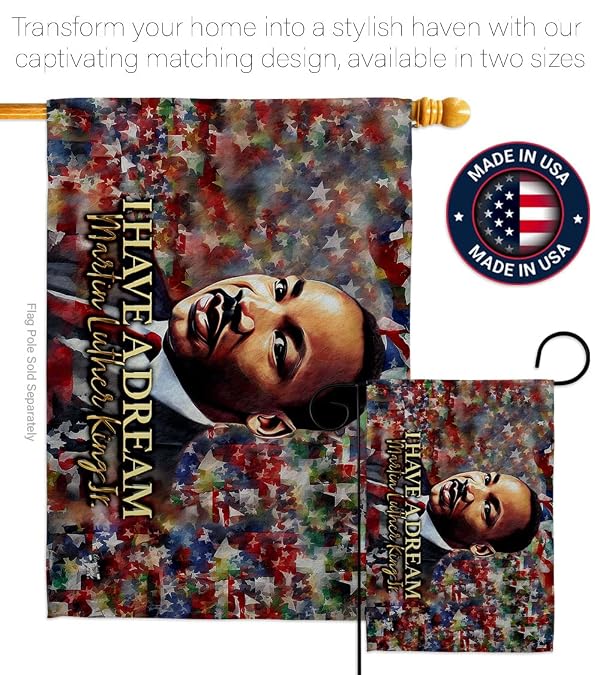 I Have A Dream MLK Patio Decor Banner Wall Art Flag Poles for Outside House Stand Outdoor Decorations Garden Tapestry Yard Signs Black History Month African American Heritage Gifts Made in USA by Angeleno Heritage - Image 7