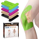 PreCut Kinesiology Tape for Knees, 24PCS Waterproof KTQUICK Knee Tape for Knee Pain Relief Pre Cut, Original Cotton Athletic Knee Tape, Waterproof & Hypoallergenic Latex-Free for Sports(Green)