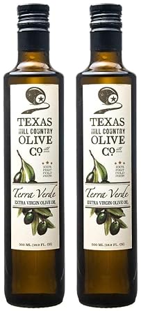 Texas Hill Country Olive Co Terra Verde Extra Virgin Olive Oil - Cold Pressed EVOO Gourmet Olive Oil - Rich & Fruity - Perfect for Finishing & Dressing - Award Winning, Made in Texas 16.9 oz, 2 Pack