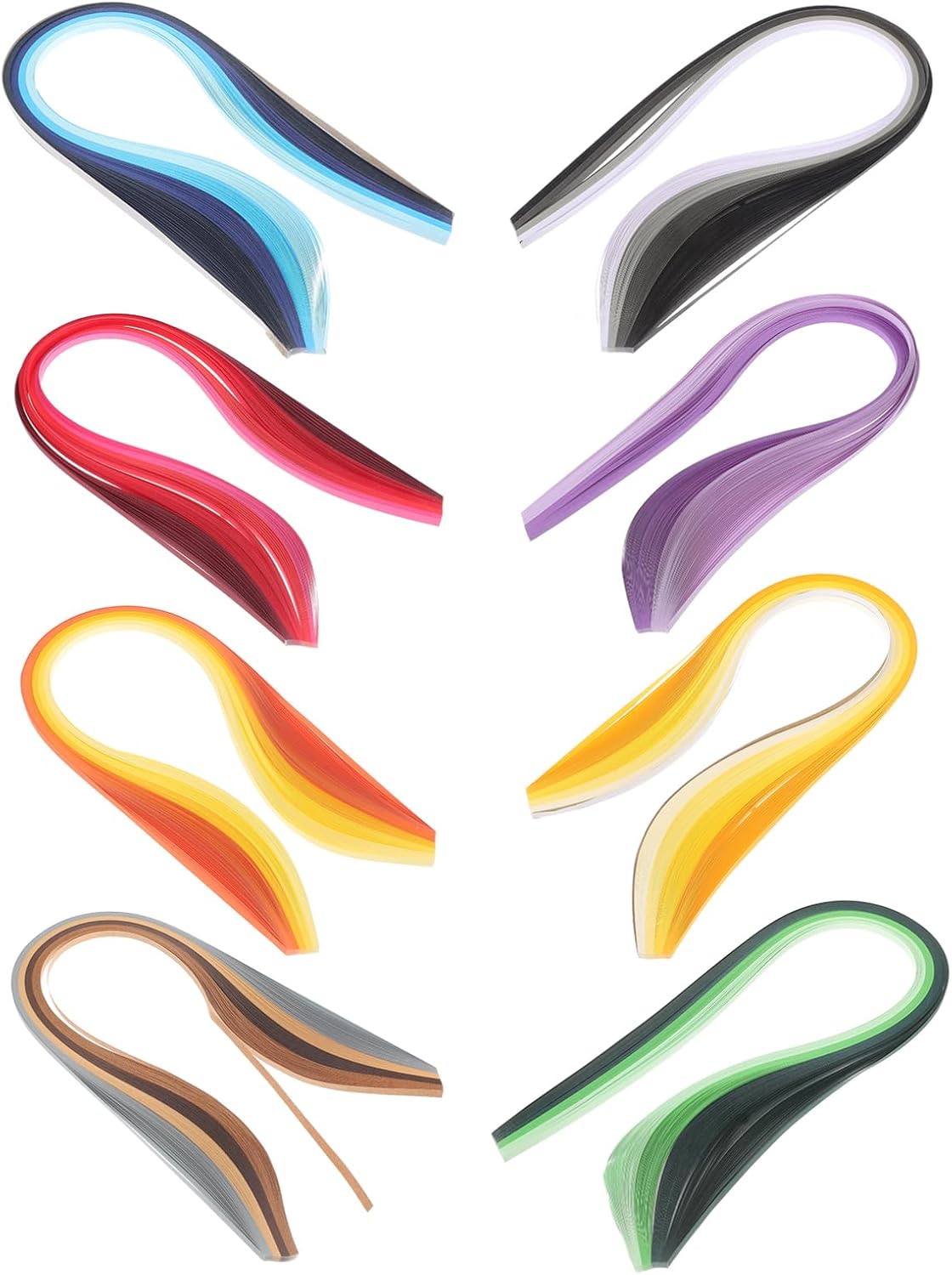 Lurrose 8bags Color Gradient Paper Quilling Strips Set for DIY Crafts Handcraft Materials for Flower Making Smooth Texture Easy to Use for Beginners and Hobbyists