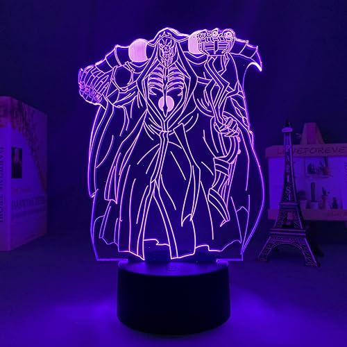 Miniatura 5 de ABCHAT Vestido de anime Overlord Ainz Ooal con luz nocturna LED para decoración de dormitorio de niños, luz nocturna, regalo de cumpleaños, manga