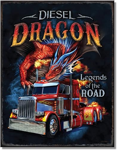 Desperate Enterprises Diesel Dragon Legends of the Road Tin Sign - Nostalgic Vin