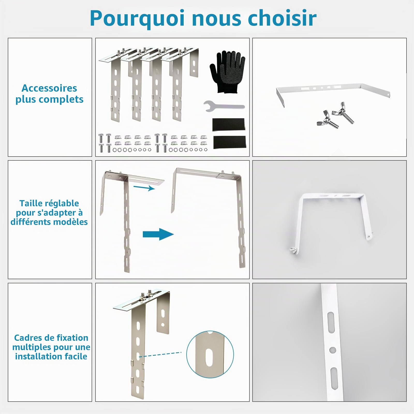 Support Panneau Solaire Sol, Kit Fixation Panneaux Solaire, Sans Perçage Requis, Supports de Modules Photovoltaïques, Adaptés aux Garde-Corps de Balcon, Toits Plats