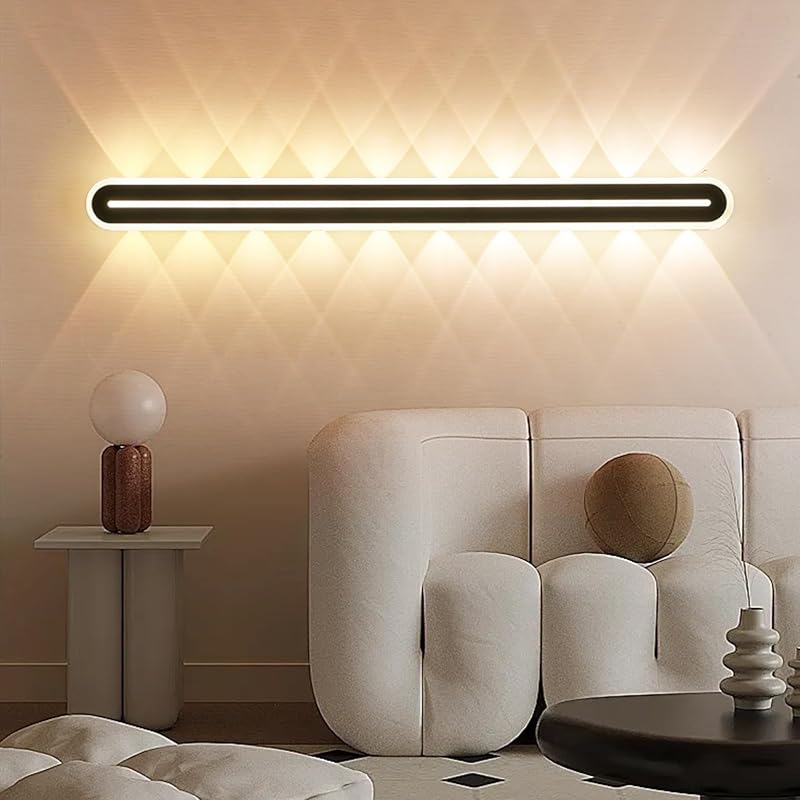 SUCIKORIO 100 cm LED Fali Lámpa - 40W Modern Fekete Világítás 3000K-6500K, 5-100% Szabályozható, Távirányítóval és Applikációval Hálószobába