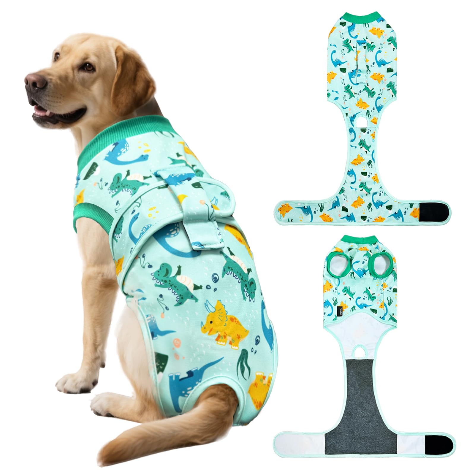 KAROKU Dog Surgery Recovery Suit, Abdominal Surgical Suit for Male Female Dog Post Spay Neuter, Breathable Pet Onesie E-Collar & Cone Alternative,