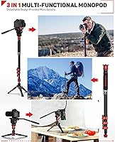 Vista 36 de IFOOTAGE 71 "fibra de carbono cámara monopod profesional telescópica video monopods base trípode compatibilidad cámaras réflex cámaras videocámaras