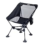 iClimb Ultralight Compact Camping Folding Beach Chair with Anti-Sinking Large Feet and Back Support Webbing (Black - Triangular Frame)