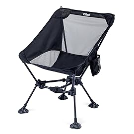 iClimb Ultralight Compact Camping Folding Beach Chair with Anti-Sinking Large Feet and Back Support Webbing (Black - Triangular Frame)