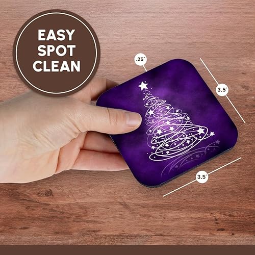 Vista 14 de 3dRose Árbol de Navidad brillante en púrpura - Posavasos de azulejos de cerámica, juego de 4 (CST_128256_3)