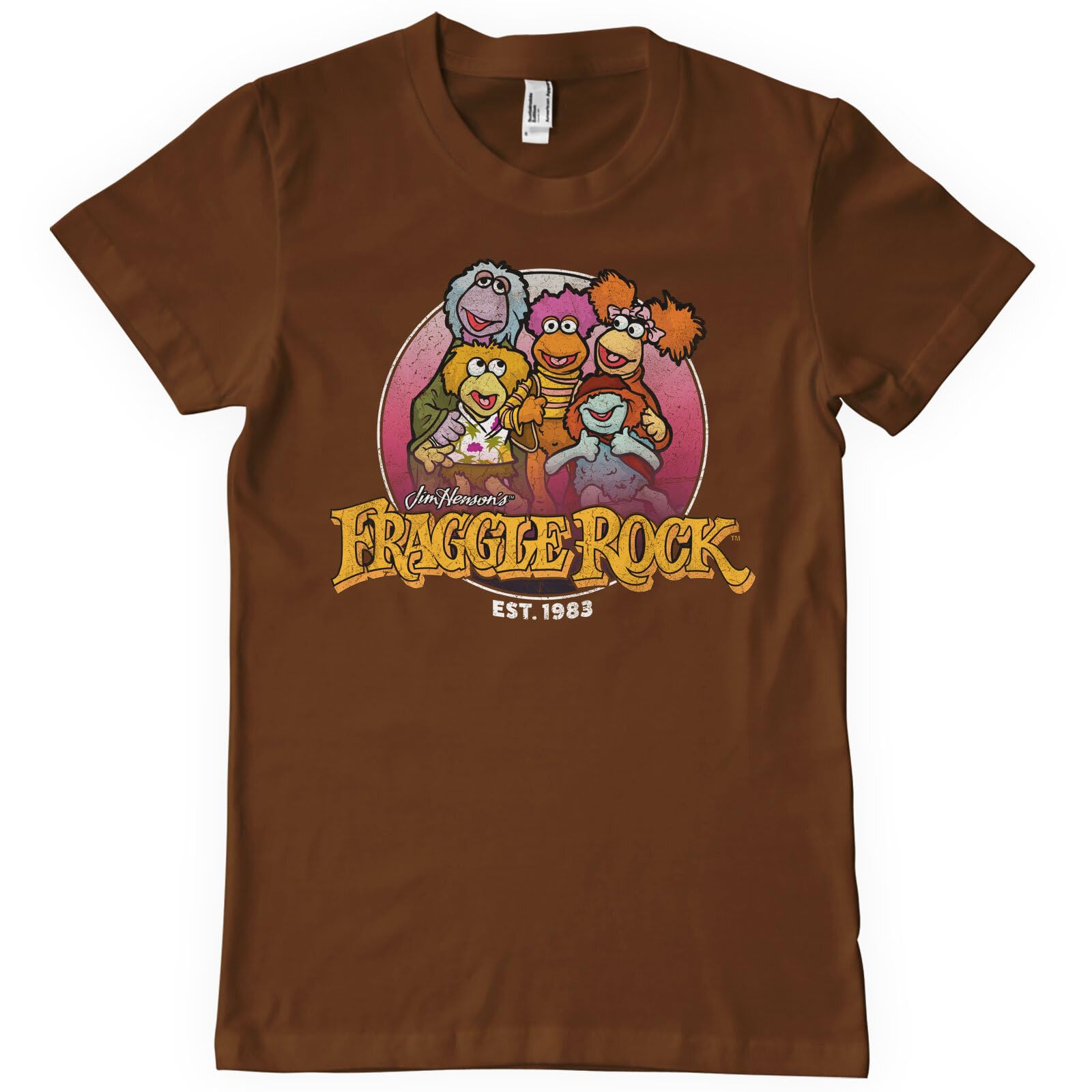 Fraggle Rock Officially Licensed Since 1983 Mens T-Shirt (Brown), Small