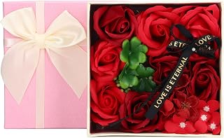 Caja de de con Flor de Simulación, Gran para el Día de San Valentín con Colores Brillantes para un Amor Duradero, para el Día de la Madre (rojo)