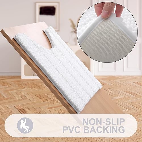 Miniatura 7 de Grandaily Alfombras de baño de felpilla a rayas y alfombras para inodoro en forma de U, tamaño de alfombra de baño 30 x 20 pulgadas y alfombras de